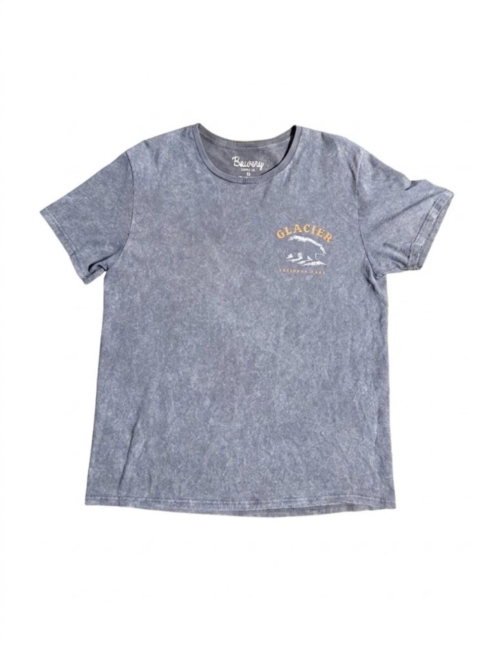 Bowery Supply Co Men's Graphic T-Shirt Glacier National Park Gray Acid-Wash
